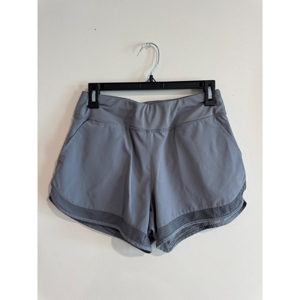 Layer 8 Qwick-Dry Running Shorts Women Small Grey Mesh Trim Hem